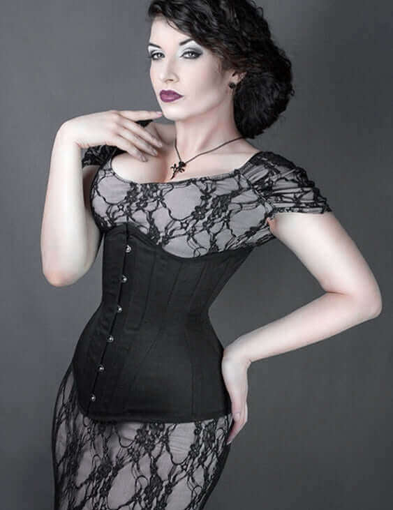 Black Classic Long Steel Boned Corset