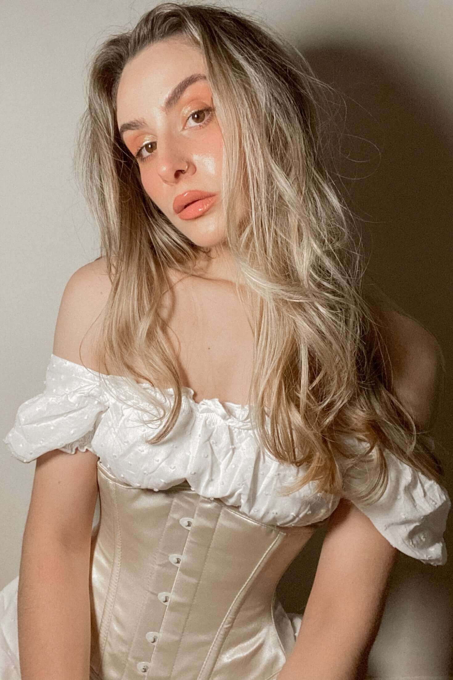 Bridgerton Period Peach Minnie Steel Boned Corset